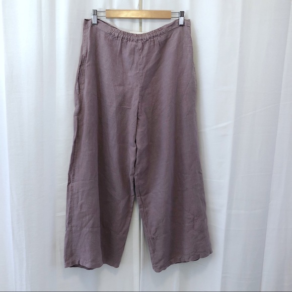 NWT Arthurio Lino mauve linen harem crop pants S - Picture 2 of 8